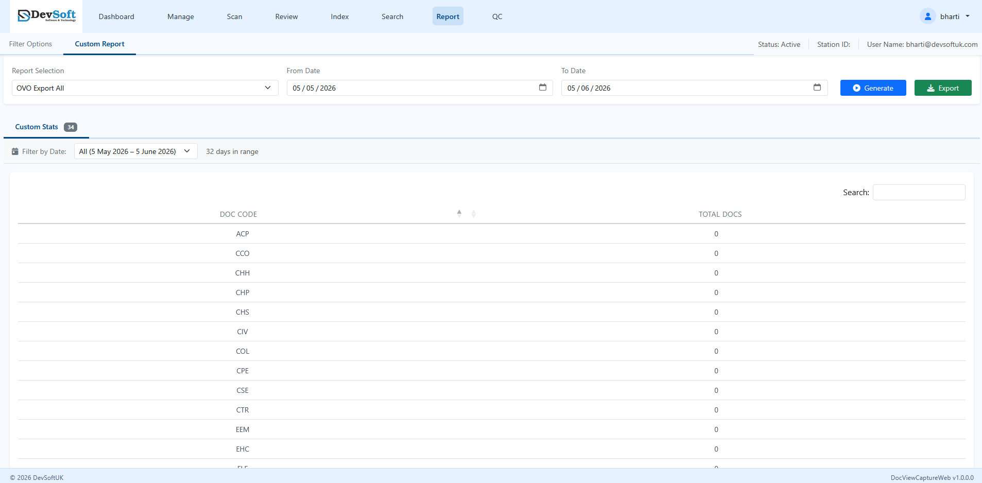 Custom reporting in DocView Capture Web