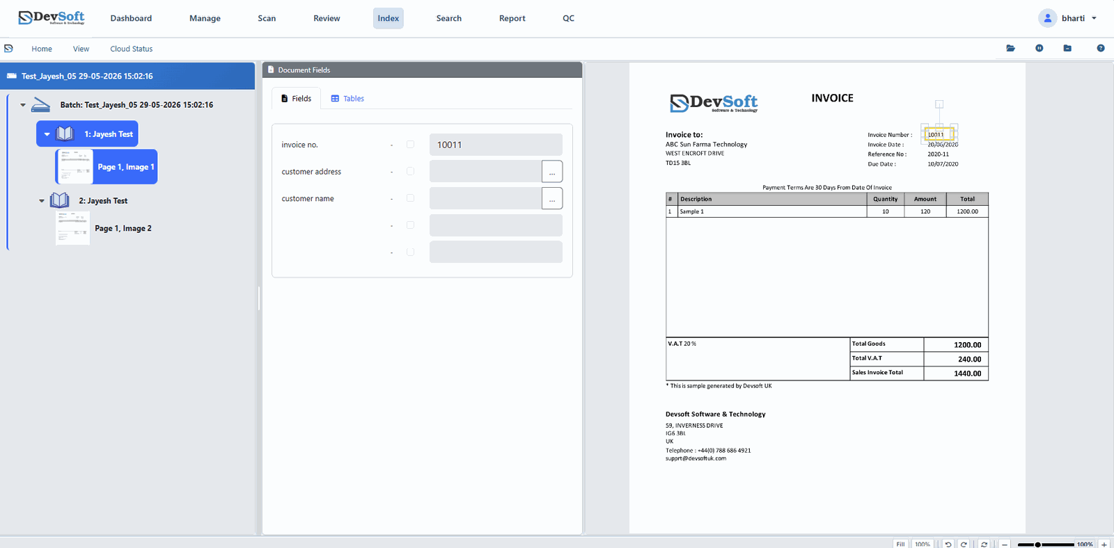 Zone-based OCR extraction in DocView Capture Web