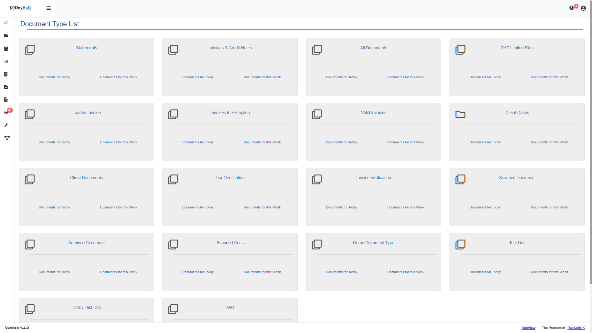 DocView Web dashboard with AI chatbot