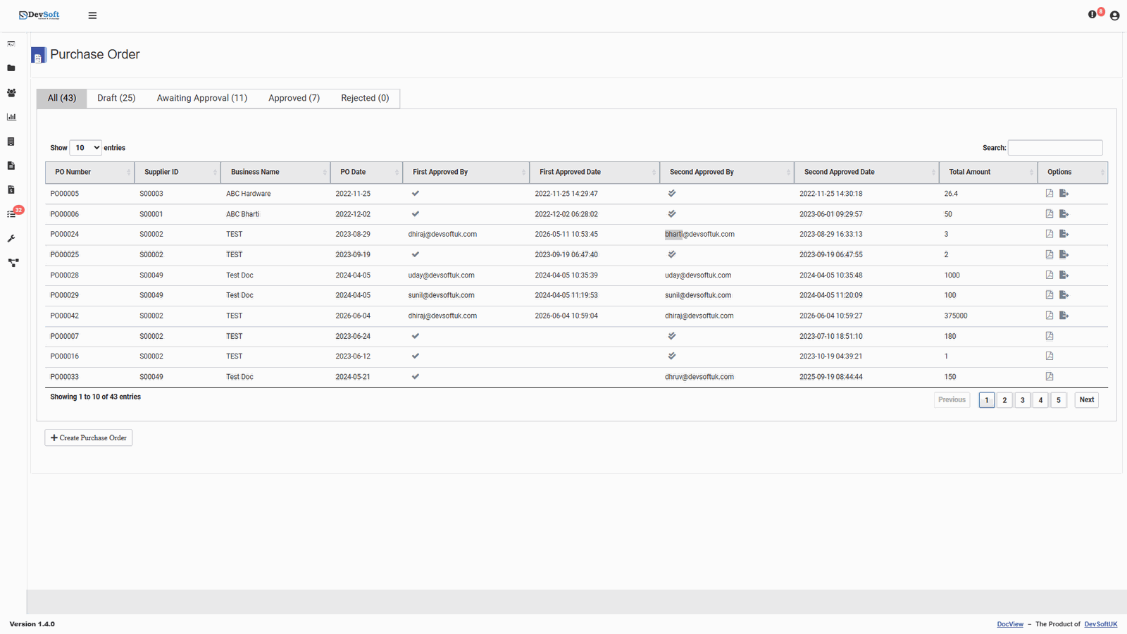 Purchase orders and invoice verification